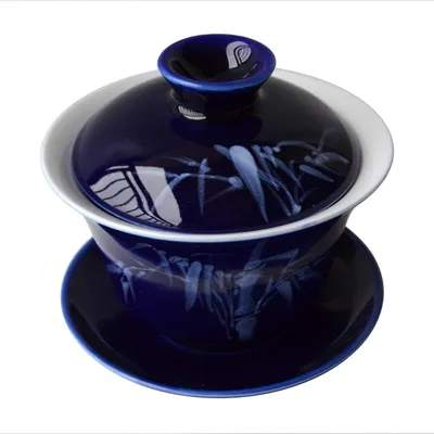 Obrázok produktu pre Omgoods – Súprava porcelánových šálok s pokrievkami a vzorom "Sancai"
