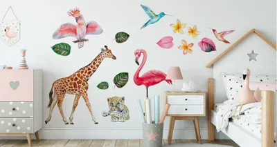 Immagine prodotto di Adesivo murale animali e piante selvatiche 125 x 250 cm Tatuaggio murale decorazione adesiva set camera dei bambini XXL