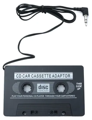 Audiokabel 100 cm AUX 3,5 mm auf Kassetenadapter, Winkelstecker, Schwarz