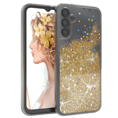Produktbild von EAZY CASE - Glitzer Hülle kompatibel mit  Samsung Galaxy A14 5G Glitzer Schutzhülle, Soft Case, Backcover Transparent mit Motiv