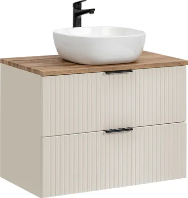 Produktbild von Modernes Badezimmer-Set 80 Cm Mit Aufsatzwaschbecken Und Waschtischplatte