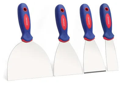 Produktbild von WORKPRO Profi Malerspachtel Spachtel Set aus rostfreiem Edelstahl mit Kunststoffgriff Maler Werkzeug Profi Putty Knife 38mm 75mm 100mm 150mm 4-teilig