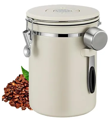 Produktbild von Kaffeebehälter 2800 ml - Luftdicht - Frischeanzeige - CO2-Ventil - Messlöffel 30 ml - Hält 2 Pfund Bohnen frisch - Aufbewahrungsglas