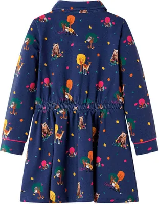 Immagine prodotto di vidaXL Abito da bambino con maniche lunghe e coulisse blu navy 128