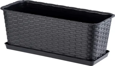 Image de KADAX Pot de balcon avec soucoupe "Frette", balconnière avec ouvertures pour l'eau, 40cm, anthracite