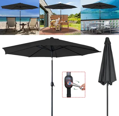 Produktbild von LARS360 Dunkelgrauer 300cm Alu Sonnenschirm mit UV Schutz 40+, Terrassenschirm, Gartenschirm, Marktschirm für Balkon und Garten