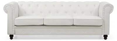 Image de MENZZO Grand canapé 3 places Chesterfield Blanc