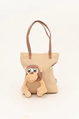 Image de Sac cabas pour enfant, motif singe rose