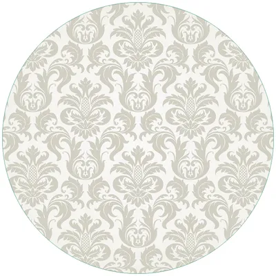 Produktbild von Wallario Premium Glasbild, freischwebende Optik, kräftige Farben, rund 50cm Durchmesser, Motiv Königliche Schnörkelei in weiß und beige
