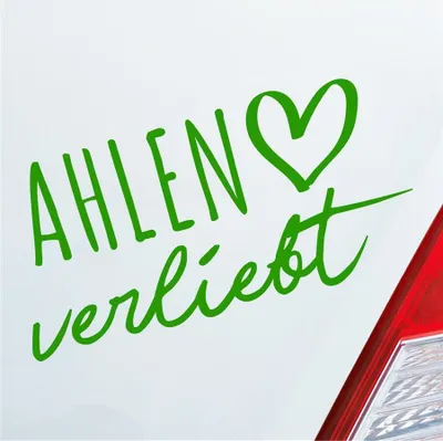 Produktbild von Auto Aufkleber Ahlen verliebt Herz Stadt Heimat Liebe Car 19x10 cm Hellgrün Sticker Heckscheibenaufkleber