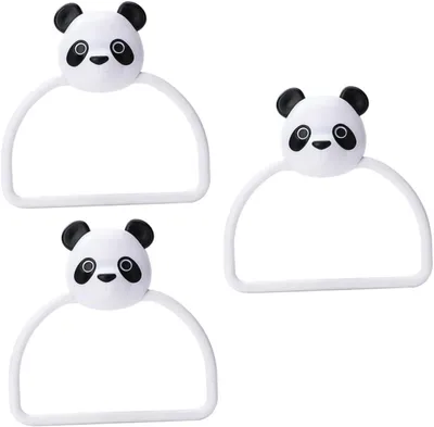 Produktbild von 3er-Set Wandhandtuchhalter aus ABS mit Cartoon-Motiv, einfache Montage für Bad- und Küchenhandtuchaufbewahrung