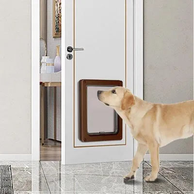 Productafbeelding van Huisdierluik - Kattenluik Hondendeur - Huisdieren Toegang - Magnetisch 4-voudig Afsluitbaar - 43 x 355 cm - Zwart