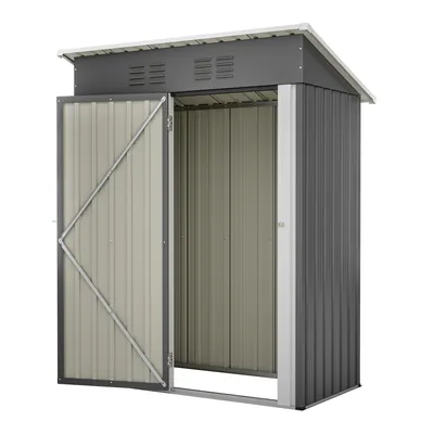 Produktbild von Metall Geräteschuppen Gerätehaus XL mit Pultdach Schuppen 1m² Grau Metall-Geräteschuppen Lagerschuppen im Freien mit Handschuhe