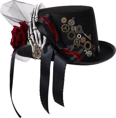 Produktbild von COSDREAMER Unisex Steampunk Zylinder Halloween Kostüm Hut mit Brille Schwarz