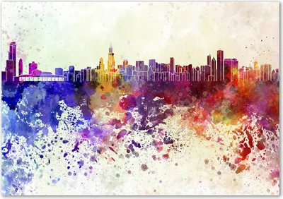 Produktbild von Tulup® Leinwandbild - 100x70 cm - Wandkunst - Drucke auf Leinwand - Leinwanddruck  - Sehenswürdigkeiten & Architektur - Mehrfarbig - Buntes Chicago