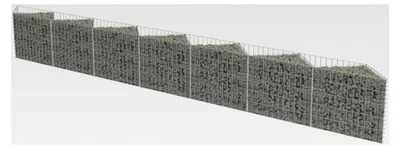 Produktbild von Gabionenwand mit Pflanzkasten 450×30×50 cm aus verzinktem Stahl in Silber für Stützmauern und Gartenzaun