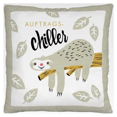 Produktbild von Plüschkissen Motiv "Faultier" | Zierkissen, 25 cm x 25 cm, 100% Polyester | Lustiges Geschenk, Dekoartikel