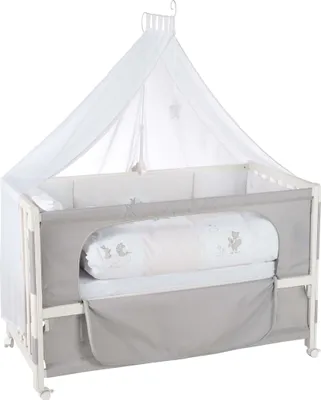 Produktbild von roba Roombed 'Fox & Bunny' Babybett 60x120 cm, Beistellbett zum Elternbett mit kompletter Ausstattung
