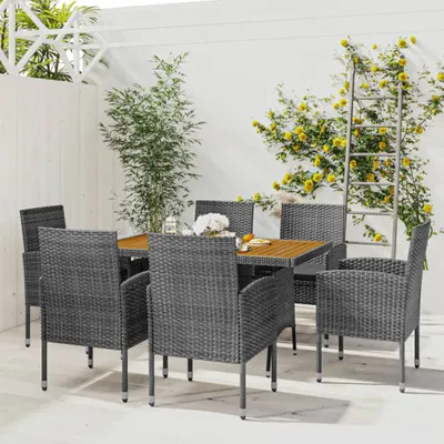 Obrázok produktu pre Maison Exclusive – 7-dielna záhradná jedálenská súprava z polyratanu, sivá