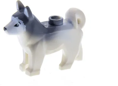 Image de 1x Lego animal chien City Husky blanc gris yeux noir chien de traîneau 16606pb001