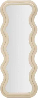 Zdjęcie produktu dla Lustro ścienne lub stojące Emily z falistym wzorem z aksamitu 60x160 cm - kremowe