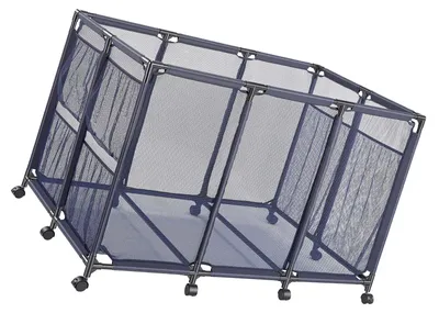 Produktbild von SucceBuy Pool-Aufbewahrungsbehälter, 125x84x84 cm, Organizer mit Seitentaschen & Rollen, stabiler Metallrahmen, Netzkorb für Poolzubehör und Spielzeug
