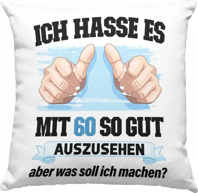 Produktbild von Trendation -  60. Geburtstag Deko-Kissen mit Füllung 40x40 Frau Männer Geschenk 60er Geschenkidee 60 Mutter Vater Mann Frauen Lustig Geschenke Deko (Grau)