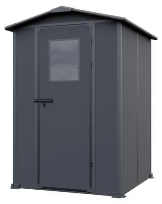 Produktbild von GFP Primeyard Kunststoffgerätehaus 129x129x198 cm Gartenhaus Geräteschuppen Gerätehaus anthrazit