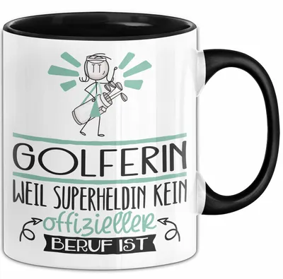 Produktbild von Golferin Geschenk Tasse Lustiger Spruch Golferin Weil Superheldin Kein Offizieller Beruf Ist Geschenkidee (Schwarz)