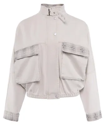 Produktbild von Leichte Jacke mit Stehkragen, Reißverschluss und Druckknöpfen, strapazierfähig, grau M