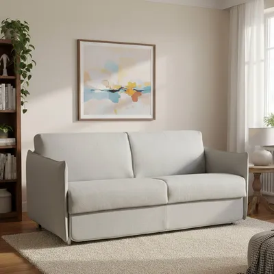 Immagine prodotto di Follina - Divano Letto 2 Posti, 160x95 cm Grigio Chiaro, Sfoderabile  Italy
