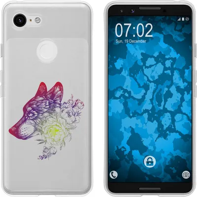 Produktbild von PhoneNatic Case kompatibel mit Google Pixel 3 Silikon-Hülle Floral Wolf M3-5