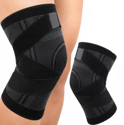 Obrázok produktu pre Bandáž na koleno stabilizátor kolena ortéza kolena L 42 47 cm športová podpora pately čierna
