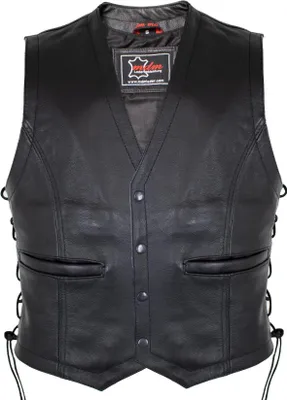 Produktbild von Herren Druckknopf Lederweste Biker Weste Biker Weste Geschnürt (XL)