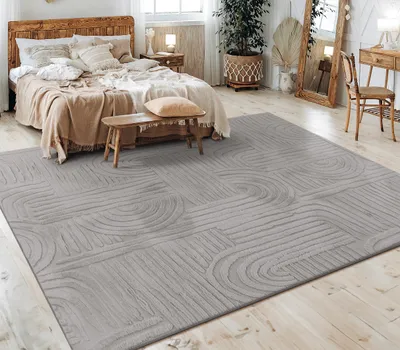 Produktbild von Teppich Wohnzimmer Schlafzimmer Kurzflor Skandinavisches Boho Muster Geometrisch Grösse 80x150 cm