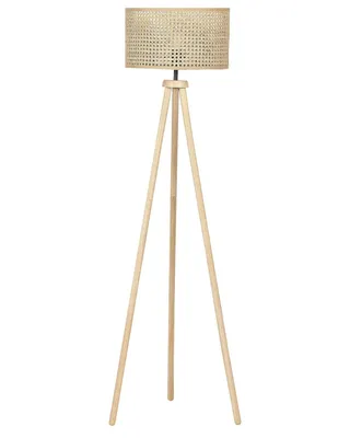 Produktbild von BELIANI Stehlampe Naturfarben Rattan 150 cm Hoch Trommelform Tripod Dreibein Stativ Lampe Boho Modern für Wohnzimmer Schlafzimmer Flur