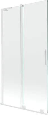 Produktbild von Mexen Velar L Badewannenabtrennung, 2-flügelig verschiebbar, 100 x 150 cm, transparent, weiß - 896-100-003-01-20