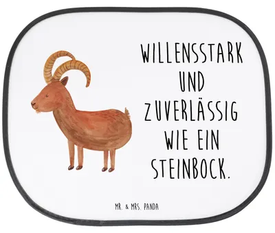 Produktbild von Mr. & Mrs. Panda Sonnenschutz Fürs Auto Sternzeichen Steinbock - Weiß - Geschenk, Autosonnenschutz, Steinböcke, für Autoscheiben, hitzeschutz, Geburtstag Dezember, Januar