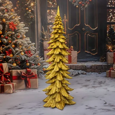 Zdjęcie produktu dla Figurka dekoracyjna choinka złota 59 cm Solis Decor