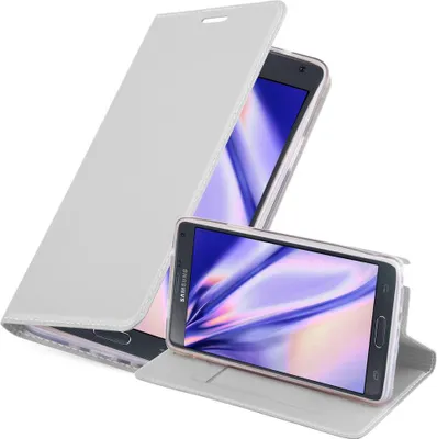Produktbild von Cadorabo Handyhülle für Samsung Galaxy NOTE 4 Schutz Hülle in Silber Cover Etui Book Case Booklet