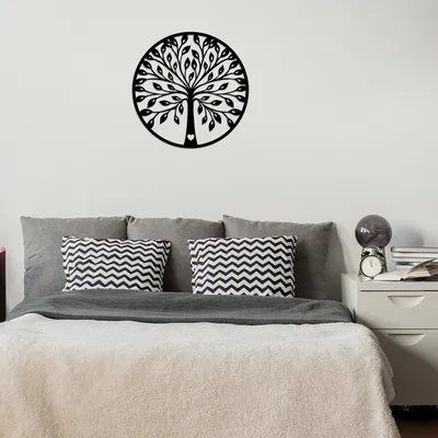 Immagine prodotto di Wallity, Ağaç- SKL1394, Nero, Altre decorazioni per la casa, 58 x 58 cm, 100% legno (spessore: 8 mm)
