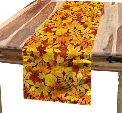 Tischläufer Herbst Braun – 40 X 140 Cm, Mit Blätter-Stickerei, 100% Polyester