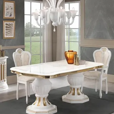 Produktbild von Casa Padrino Luxus Barock Esstisch Weiß / Gold 185-230 cm -  Italy