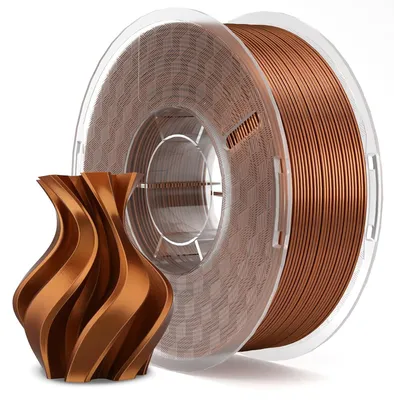 Productafbeelding van Silk PLA-filament - 3D printer filament - 1,75 mm - Zijdekoper - 1 kg - Glanzend metallic 3D-printerfilament - PLA met hoge maatvastheid - 1 kg spoel