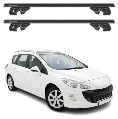 Produktbild von Dachträger Grundtäger für Peugeot 308 I Kombi 2007-2013 Alu 90kg Schwarz 2x, KI-generiertes Bild