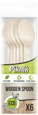 Imagen del producto de Cucharas de madera para picnic, ecológicas, juego de 6 unidades
