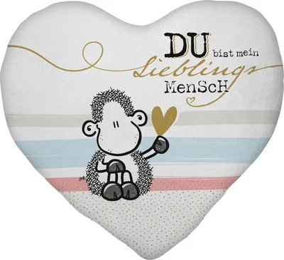 Produktbild von Sheepworld Plüschkissen Motiv Mensch | in Herzform, 30 cm x 25 cm, Mehrfarbig, 100% Polyester Geschenk, Liebe, Valentinstag 48185