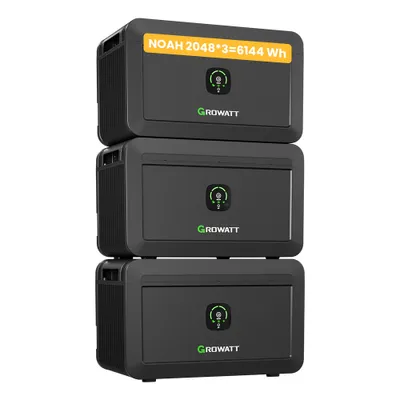 Produktbild von Powerness Balkonkraftwerk Speicher, 6144Wh Growatt NOAH 2000 x3 mit 1800W PV-Eingangsleistung IP66 für Balkonkraftwerk (0% MwSt)
