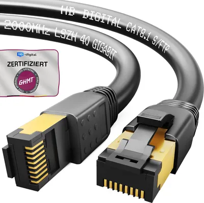 Produktbild von hb-digital 0.5m RJ45 Patchkabel CAT 8.1 S/FTP LSZH schwarz
