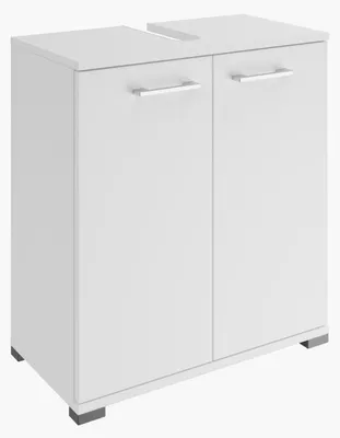 Image de Meuble sous-lavabo salle de bain - 60 cm - Blanc - Meuble sous vasque à deux portes - Pour salle de bain